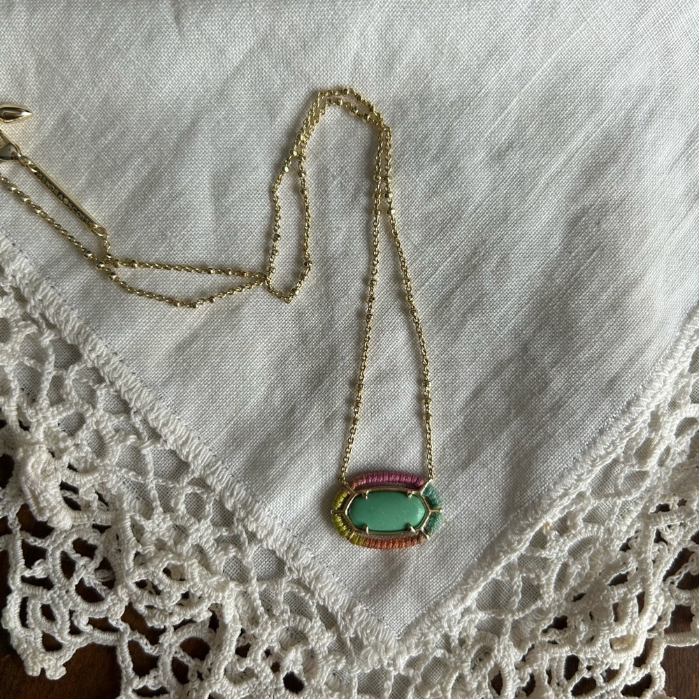 Kendra Scott Threaded Elisa Necklace in Gold with Turquoise